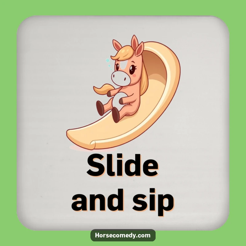 Funny Giddy Horse Slide Coasters - Protect Surfaces with Playful Art