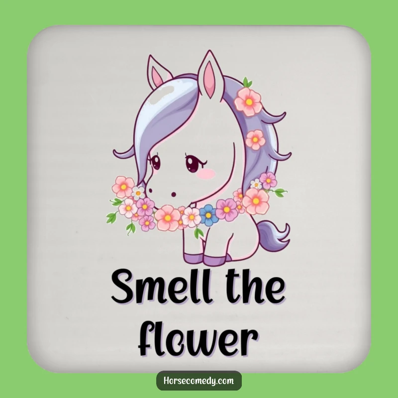 Funny Horse Flower Garland Coasters: Protect with Beauty, Elegant Gift Set