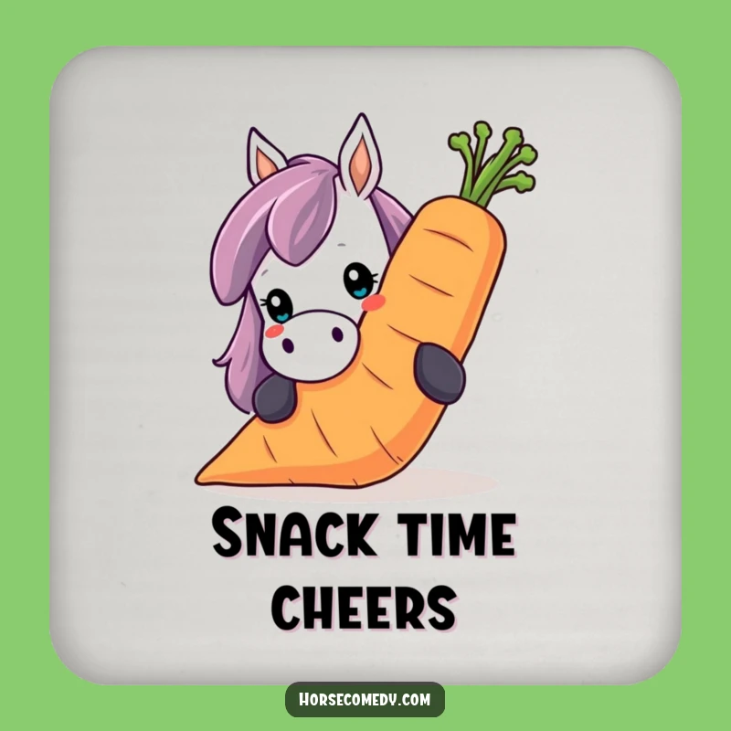 Funny Horse Carrot Coaster: Peeking Over Giant Smile, Unique Funny Gift
