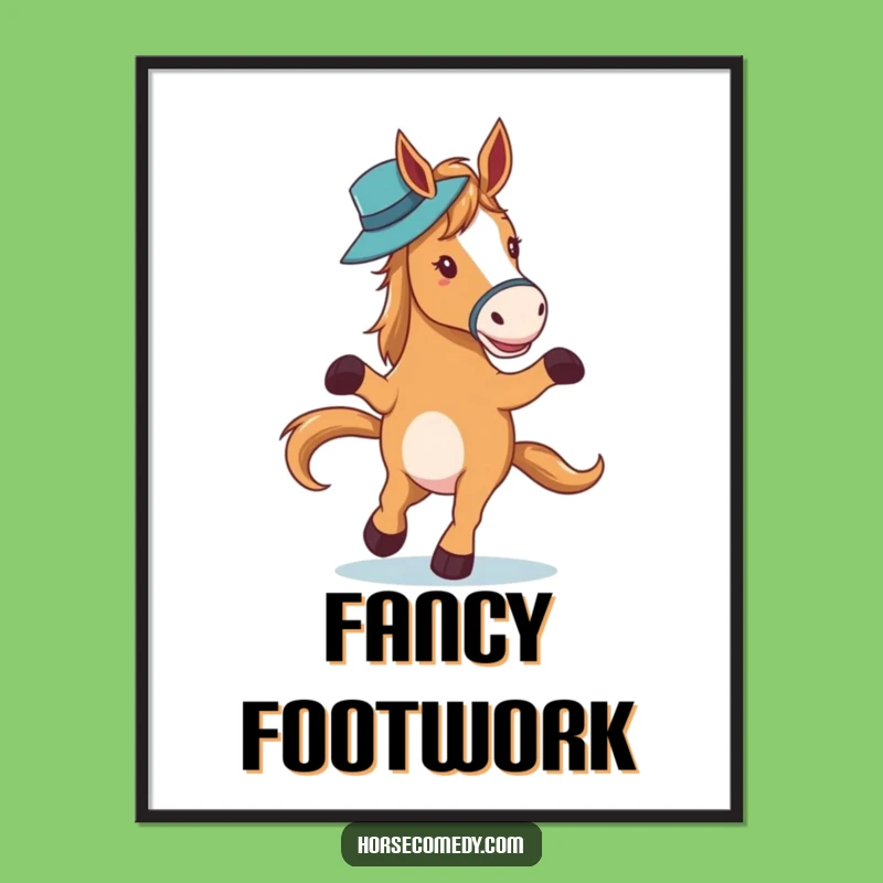 Funny Horse Waltzing Hat Poster: Sophisticated Wall Art with a Twist