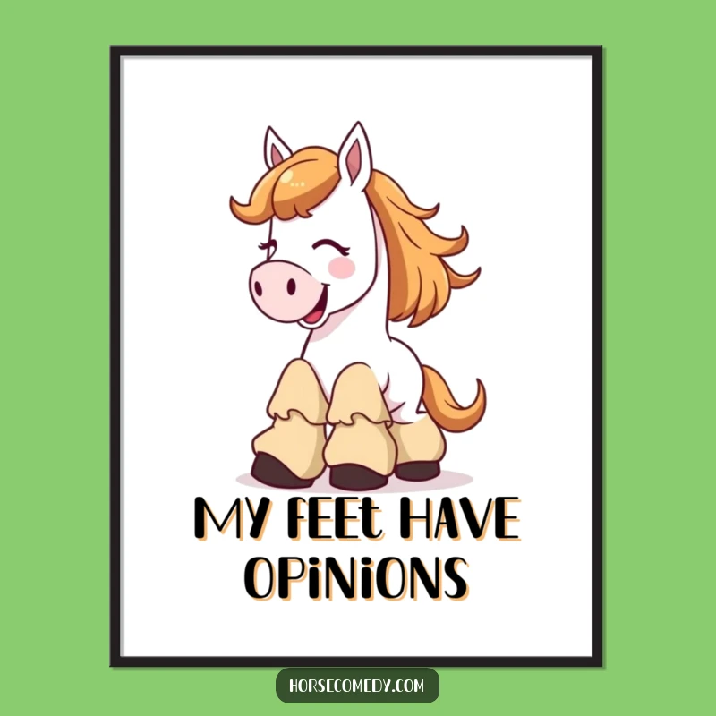 Funny Giggle Horse Floppy Boots Poster Print, Hilarious Wall Art Gift Idea