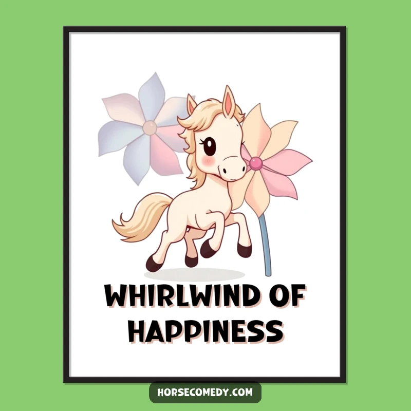 Funny Horse Cub Poster: Artistic Pinwheel Chase Wall Art, Great Gift