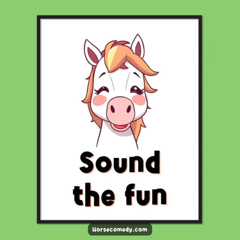 Funny Horse Noisemaker Poster: Hilarious Cartoon Party Art for Wall Decor