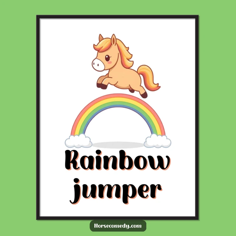 Funny Horse Rainbow Leap Poster: Decorate with Happiness and Whimsy