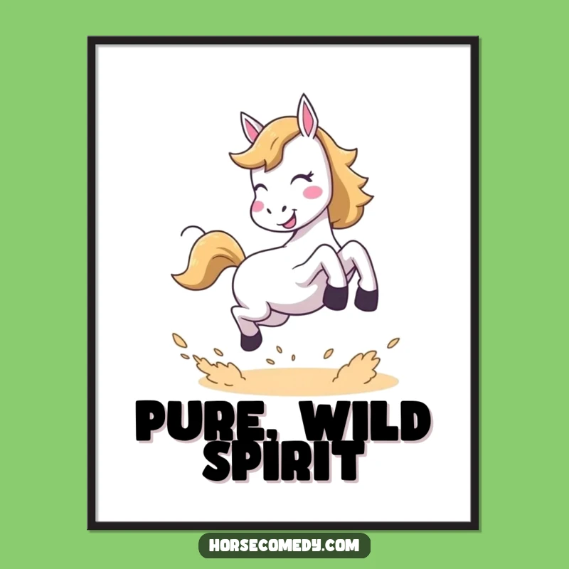 Funny Joyful Horse Poster - Artful Humor Gift for Lively Spaces!
