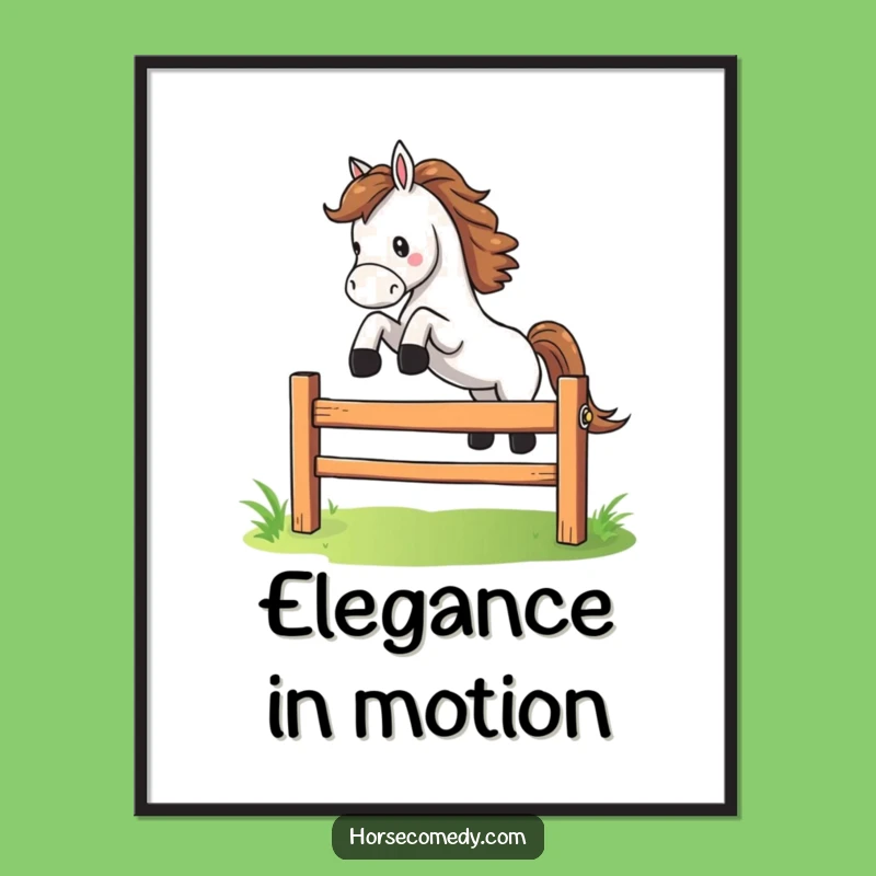 Funny Leaping Horse Fence Poster: Adorn Walls with Athletic, Comical Art