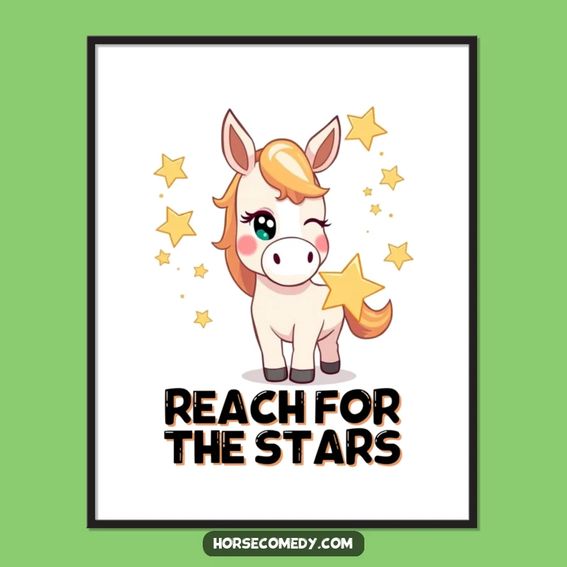 Funny Mischievous Horse Star Poster - Cosmic Art & Hilarious Gift Idea