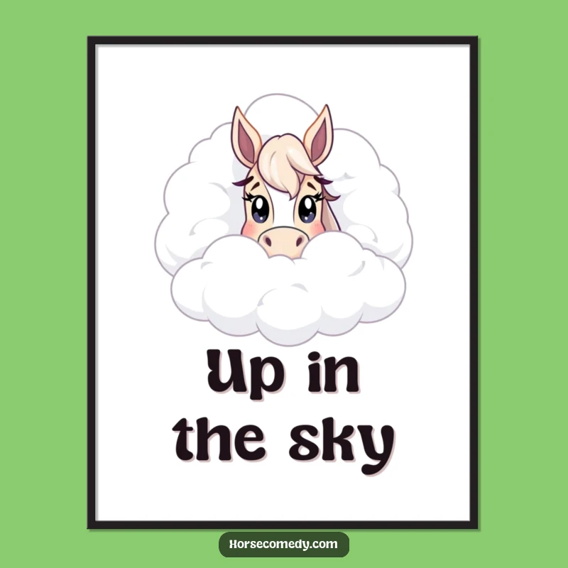 Funny Peeking Horse Cloud Poster: Add Whimsy to Your Walls!