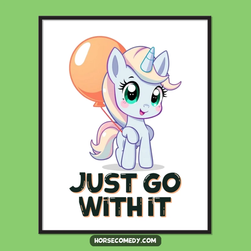 Funny Pony Balloon Poster: Charming Wall Art, Perfect Funny Gift