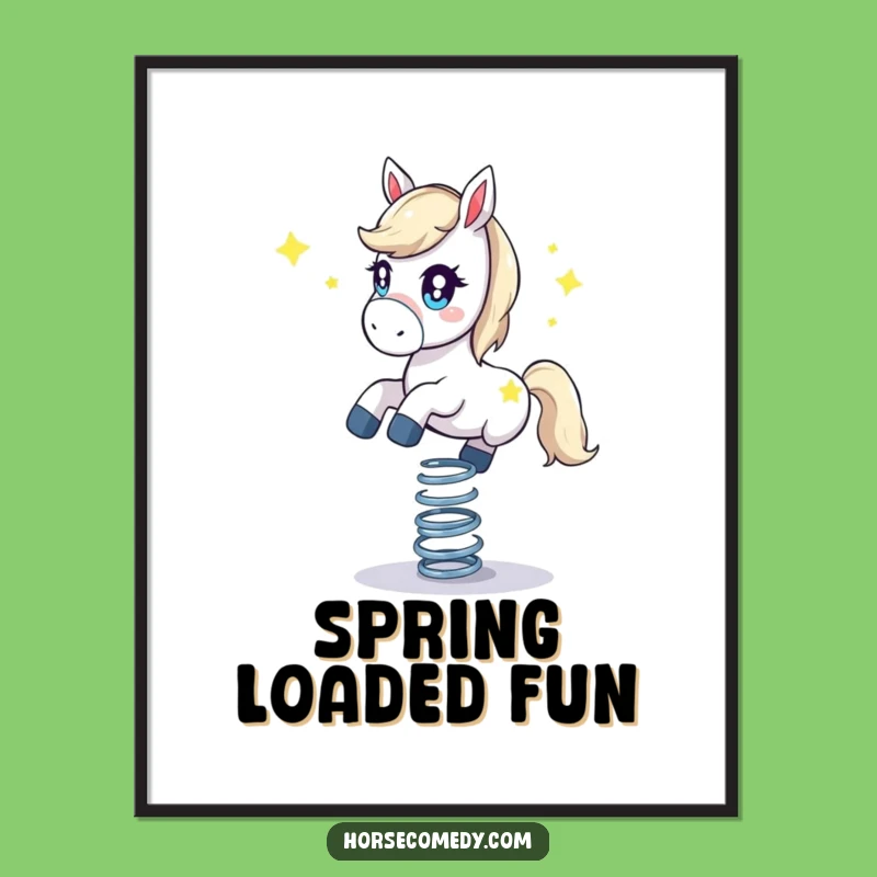 Funny Starry Horse Poster: Bouncing on Spring Art, Perfect Quirky Wall Art Gift