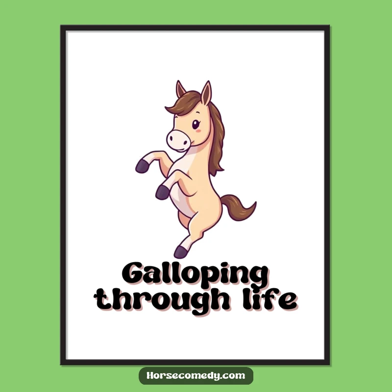 Funny Horse Kicking Legs Spinning Poster - Wall Art for Equine Lovers