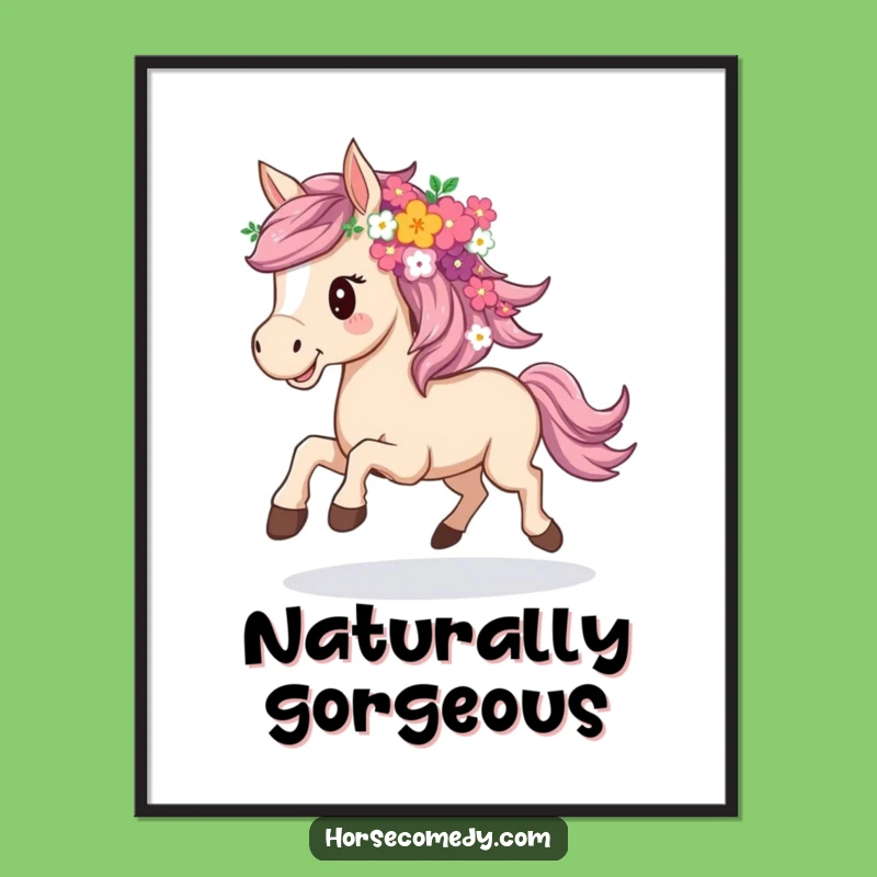 Funny Flowery Horse Poster - Artistic Humor Gift for Nature Lovers!