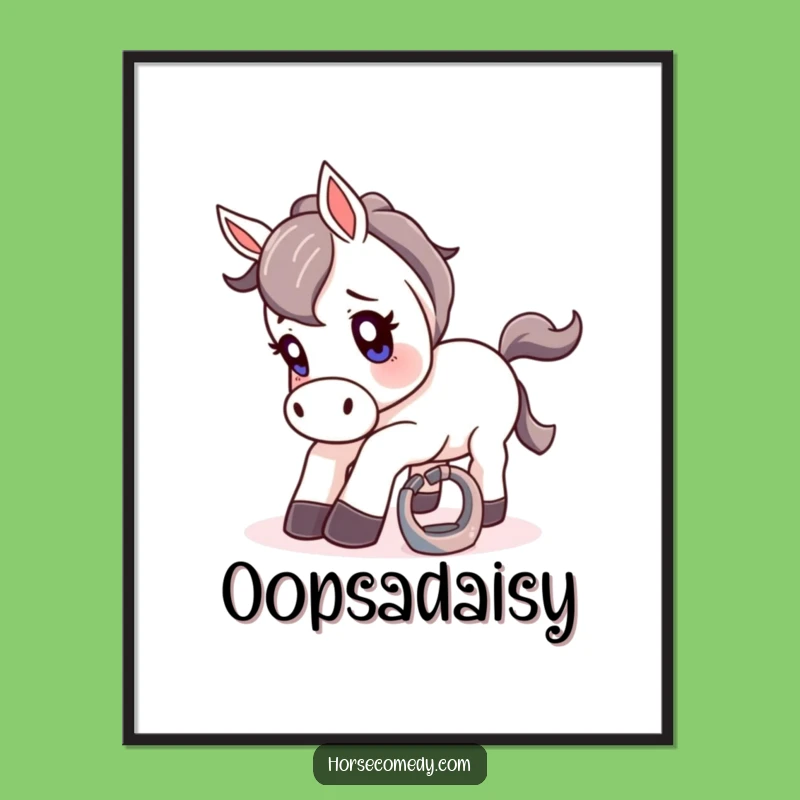 Funny Tripping Horse Horseshoe Poster - Wall Art for Laughs