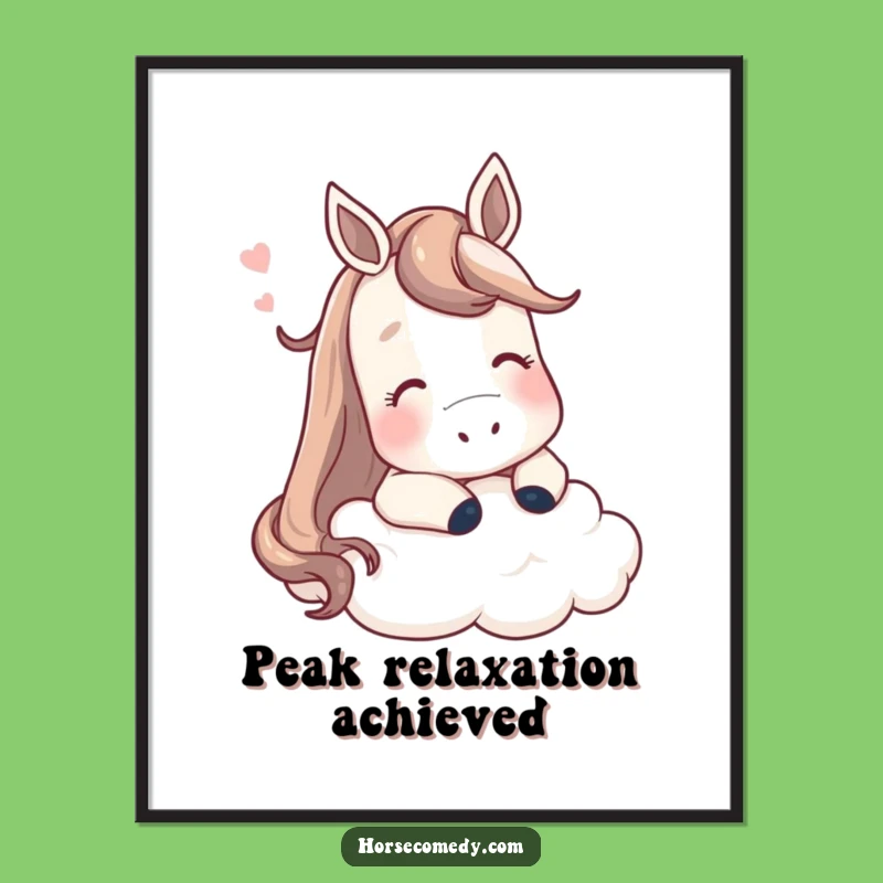 Funny Horse Cloud Poster: Contented Equine Dream Art - Relaxing Decor