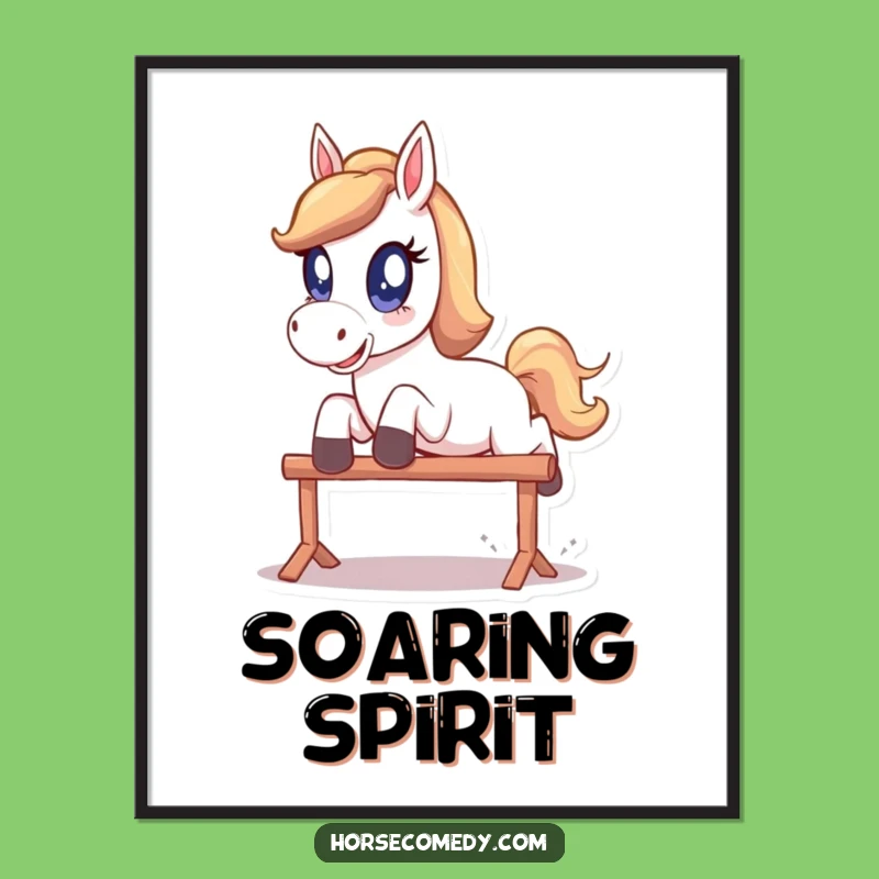 Funny Sparkle Eye Horse Poster - Playful Leap Wall Art, Charming Funny Gift Decor