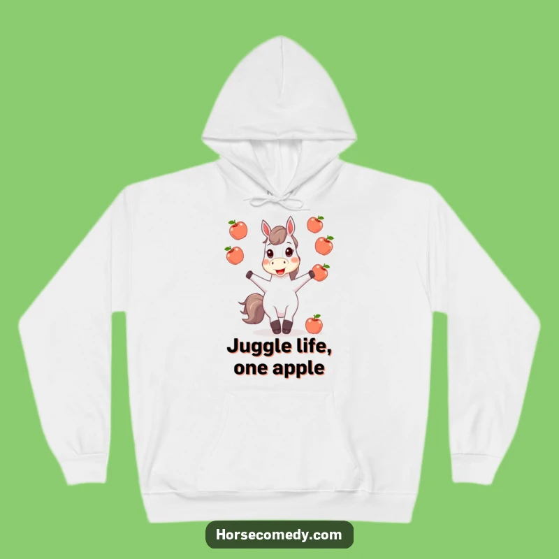 Cozy Funny Horse Juggling Apples Hoodie - Warm & Humorous Gift Idea