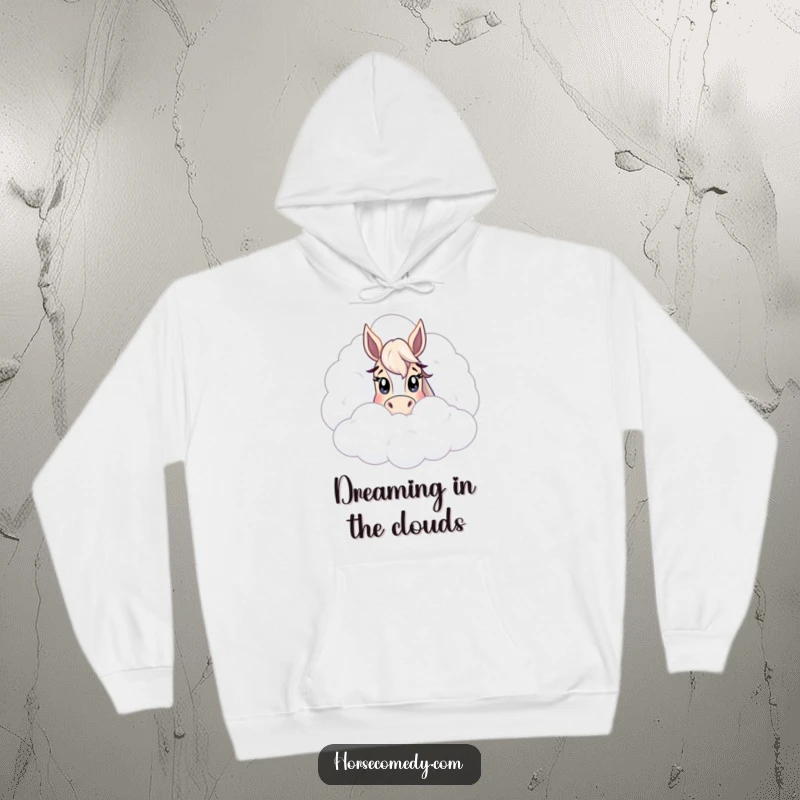 Funny peeking horse cloud hoodie, offering ultimate comfort and a charming design that sparks imagination with a horse peeking from a soft cloud.