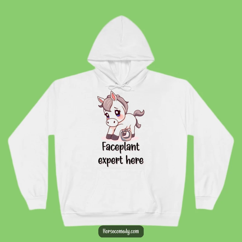 Funny Tripping Horse Horseshoe Hoodie - Cozy Mishap Wear