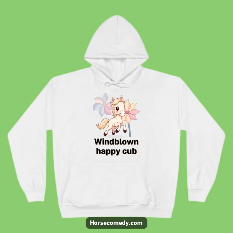 Funny Horse Cub Hoodie: Cozy Pinwheel Chase Sweatshirt Gift