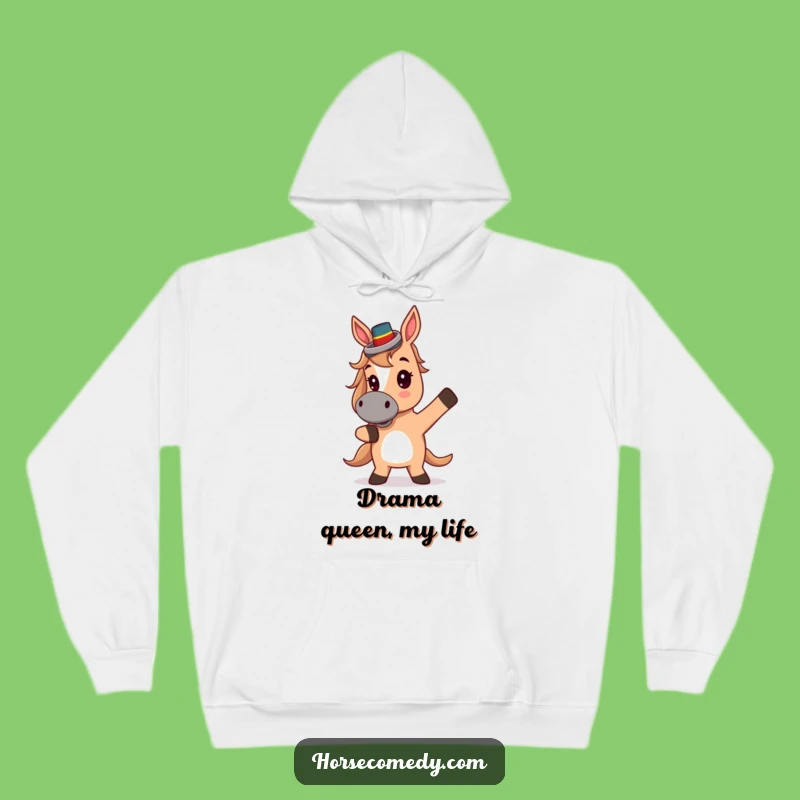 Funny Top Hat Horse Hoodie - Cozy Theatrical Pose Sweatshirt, Ideal Funny Gift