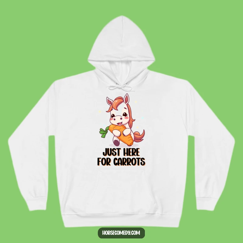 Funny Happy Horse Gigantic Carrot Hoodie - Cozy & Hilarious Gift for Horse Fans