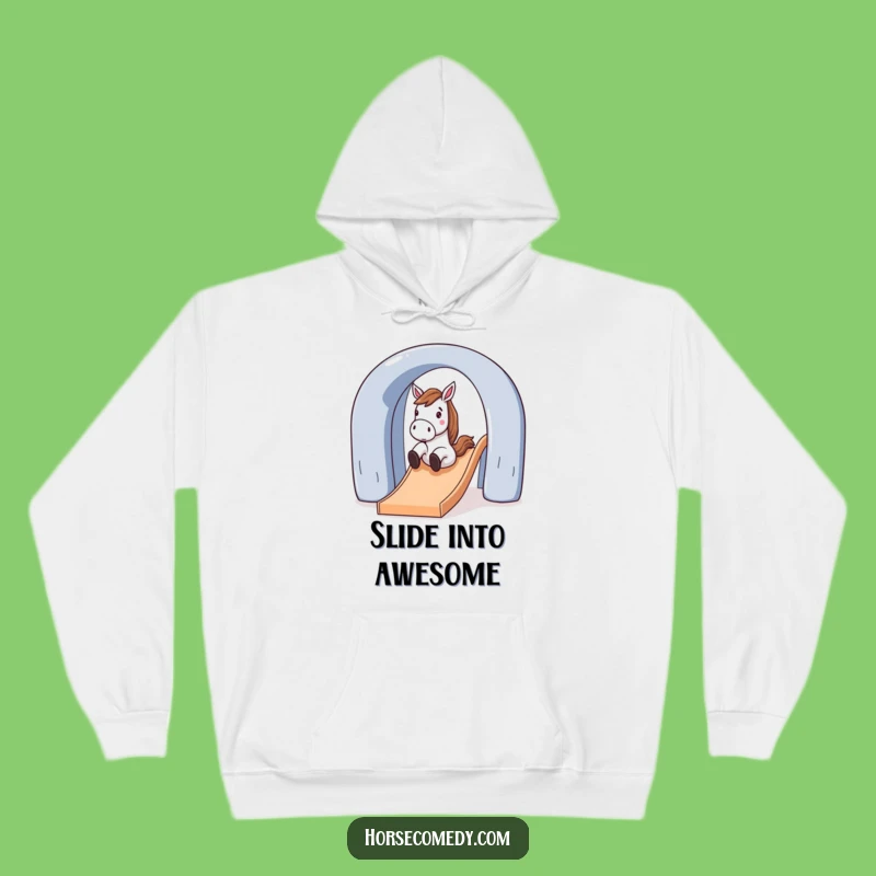 Funny Horse Sliding Down Slide Hoodie: Cozy Fun for Playful Souls