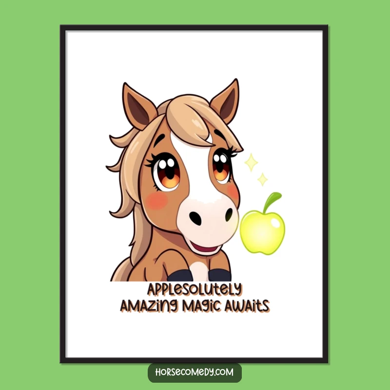 Free Printable Horse Wall Art: Amazed Equine & Magical Apple Funny Downloadable Decor