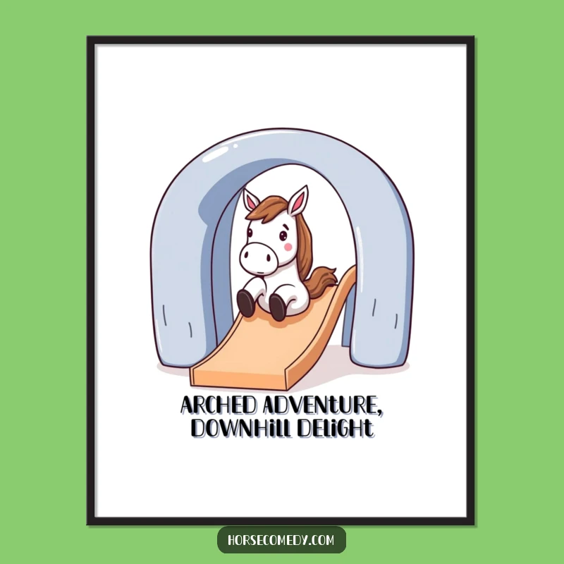 Free Printable Playful Wall Art: Horse Sliding Down Slide, Fun Downloadable Art