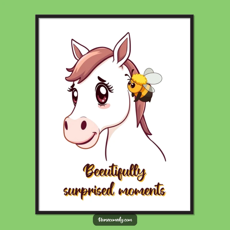 Funny Free Printable Wall Art: Surprised Horse & Bee - Whimsical Downloadable Art
