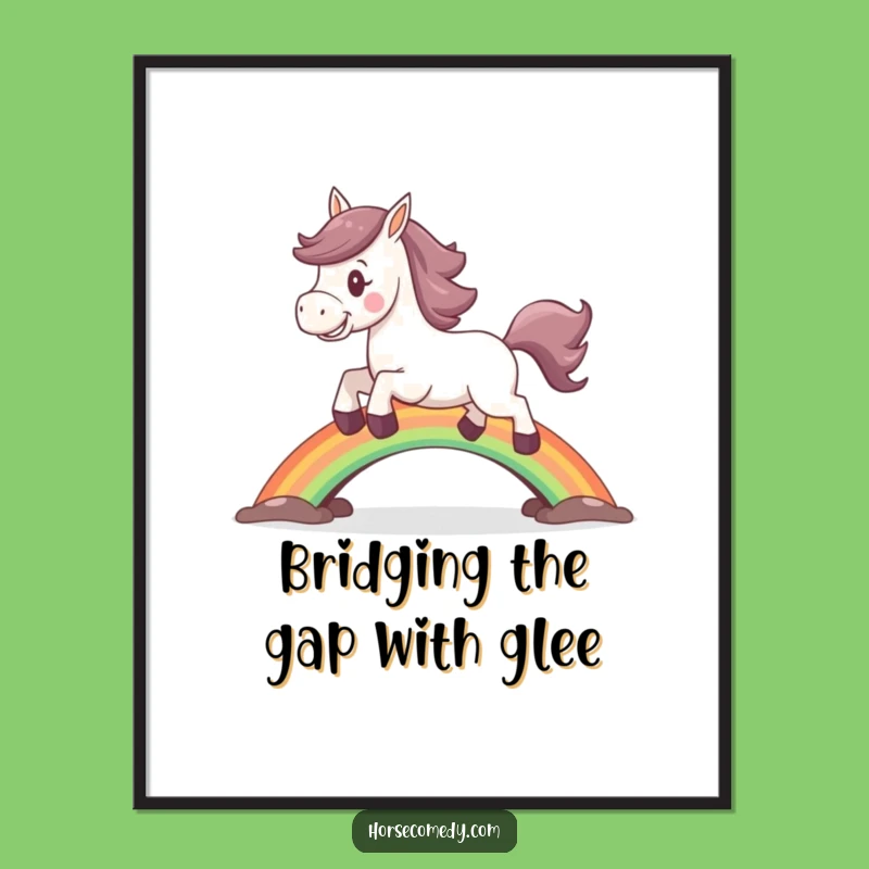 Free Printable Wall Art: Horse Leaping Rainbow Bridge, Funny Downloadable Art