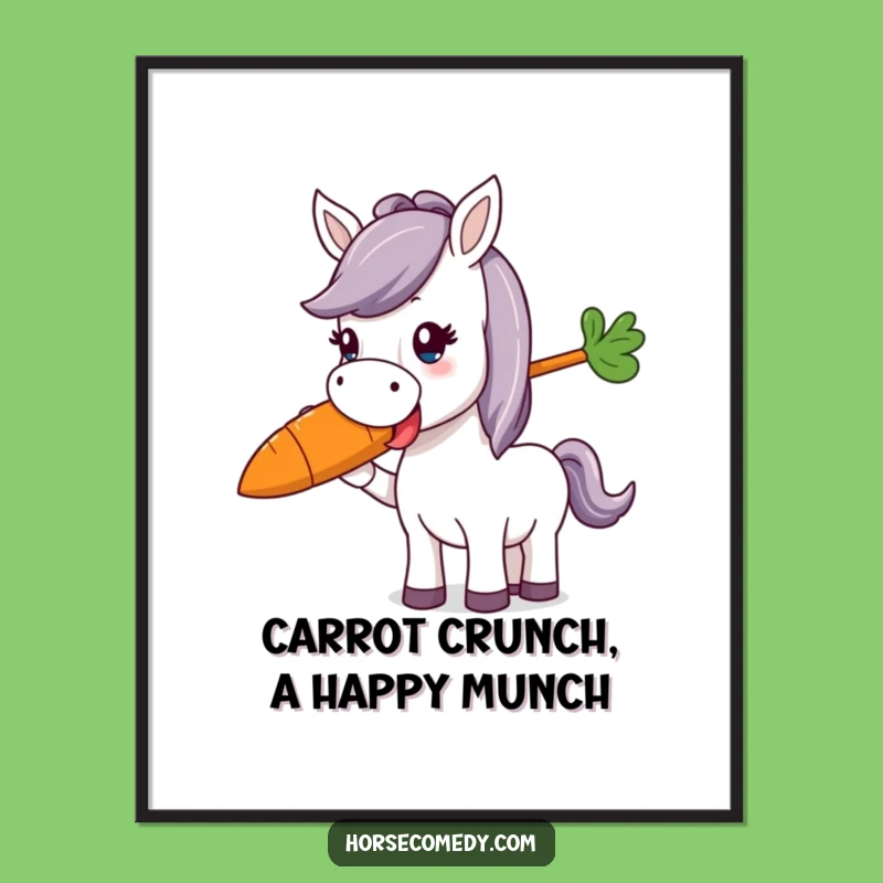Free Printable Whimsical Wall Art: Horse Munching Giant Carrot, Fun Downloadable Art