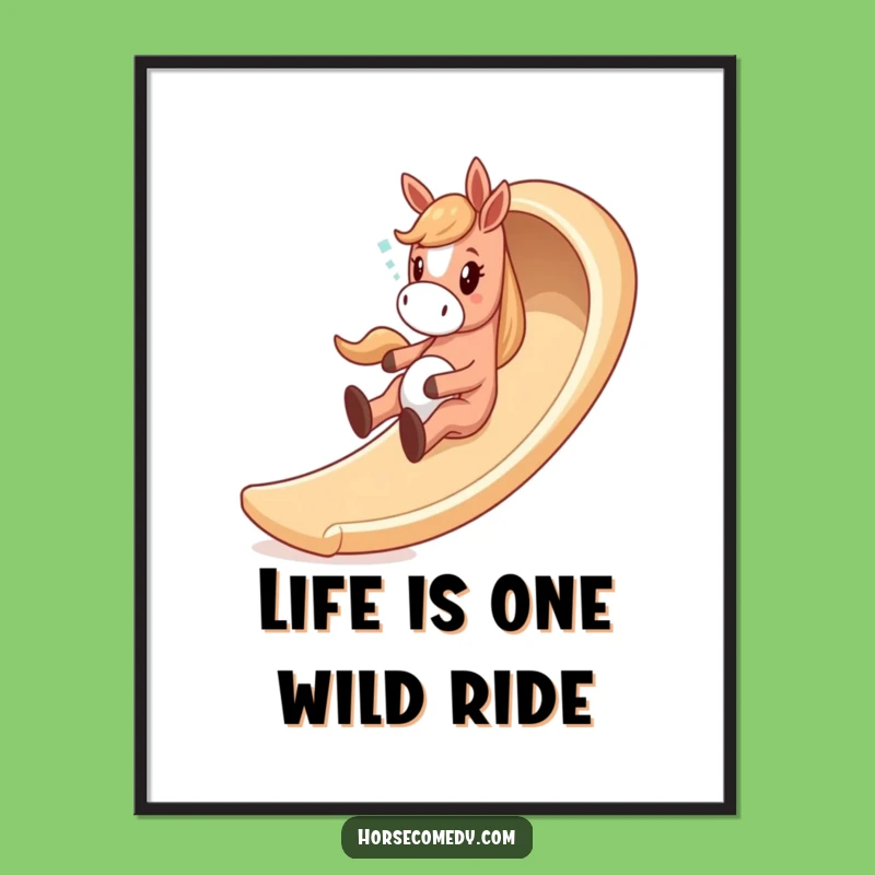 Free Printable Wall Art: Giddy Horse Sliding, Fun Downloadable Decor
