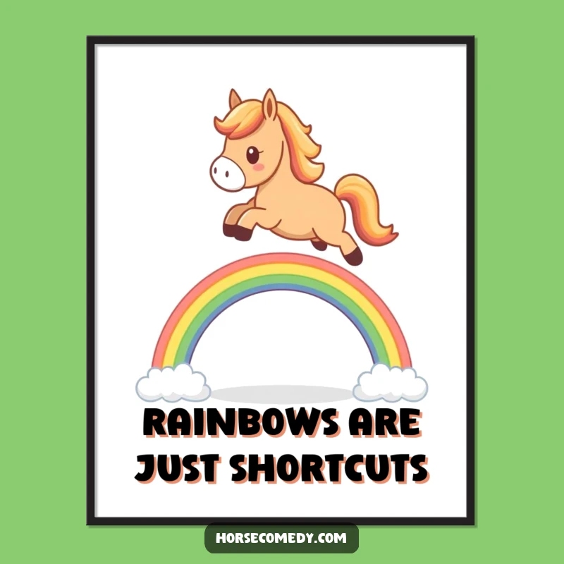 Funny Free Printable Wall Art: Horse Leaping Rainbow, Whimsical Downloadable Art for Your Space!