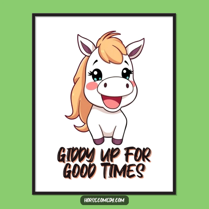 Funny Free Printable Wall Art: Happy Horse Neigh, Quirky Downloadable Decor