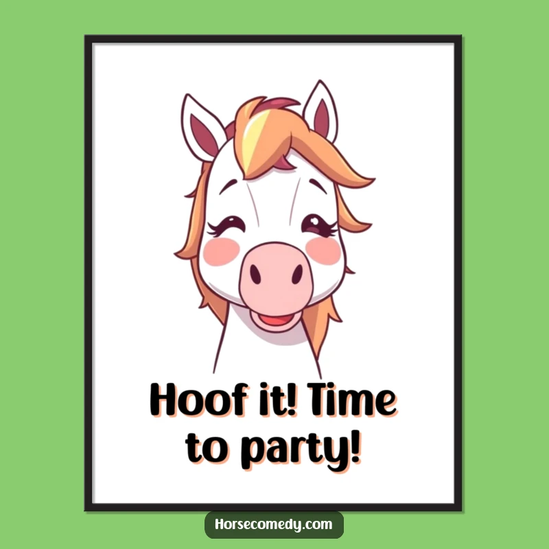 Free Printable Wall Art: Funny Horse Noisemaker Decor, Hilarious Cartoon Downloadable Gift