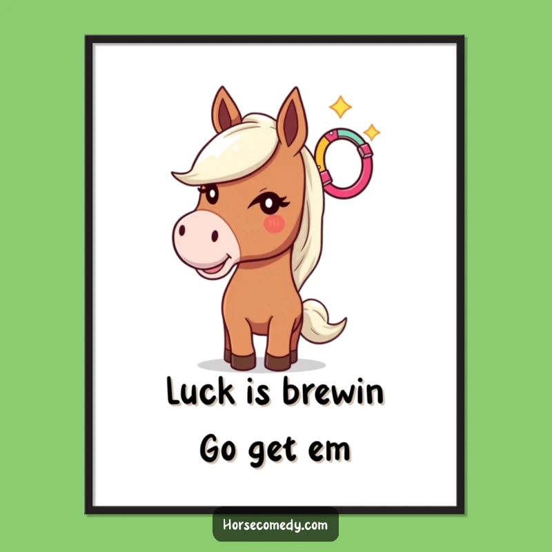 Free Printable Horse Wall Art: Winking Equine & Horseshoe Toss Funny Downloadable Decor