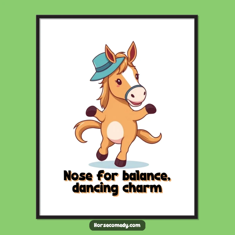 Free Printable Chic Wall Art: Waltzing Horse Balancing Hat, Elegant Downloadable Art