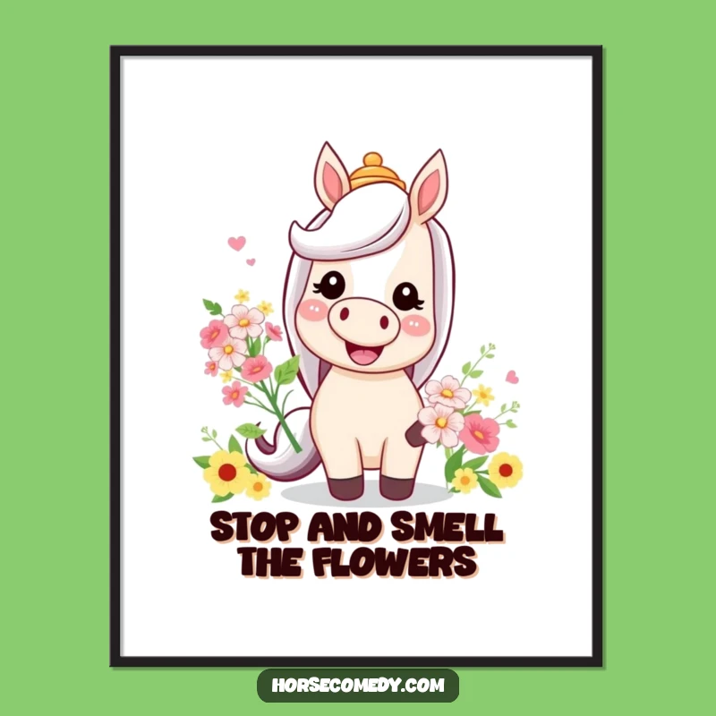 Free Printable Horse Wall Art: Silly Hat Equine with Flowers Funny Downloadable Decor