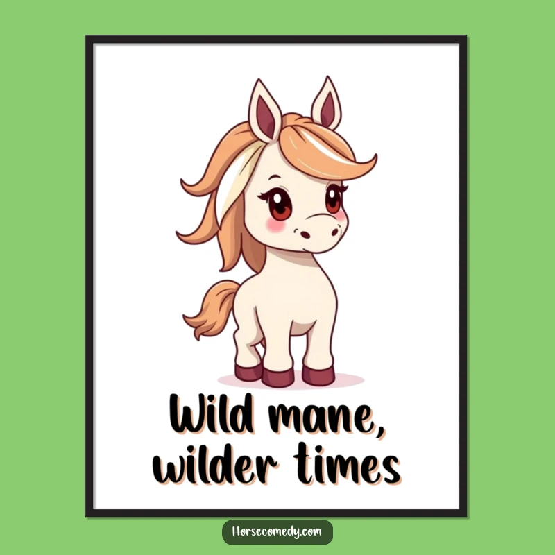 Funny Free Printable Wall Art: Playful Horse Buck, Wild Mane Downloadable Decor