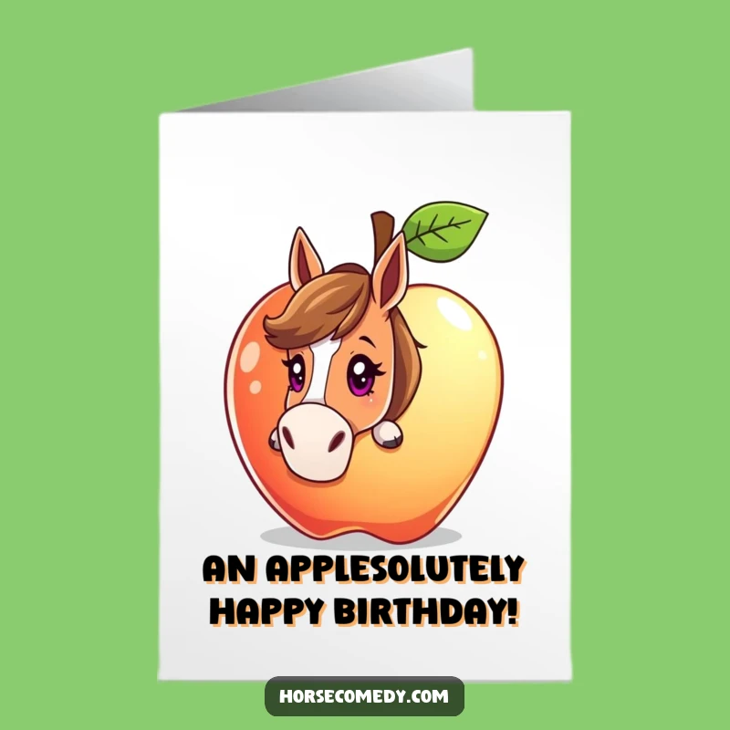 Free Printable Birthday Card: Curious Horse Apple Downloadable Funny Gift