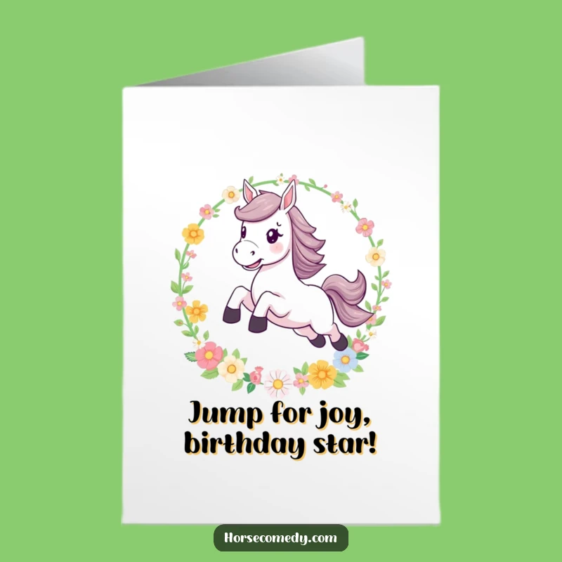 Free Printable Birthday Card: Leaping Horse Hoop for a Fun Downloadable Gift