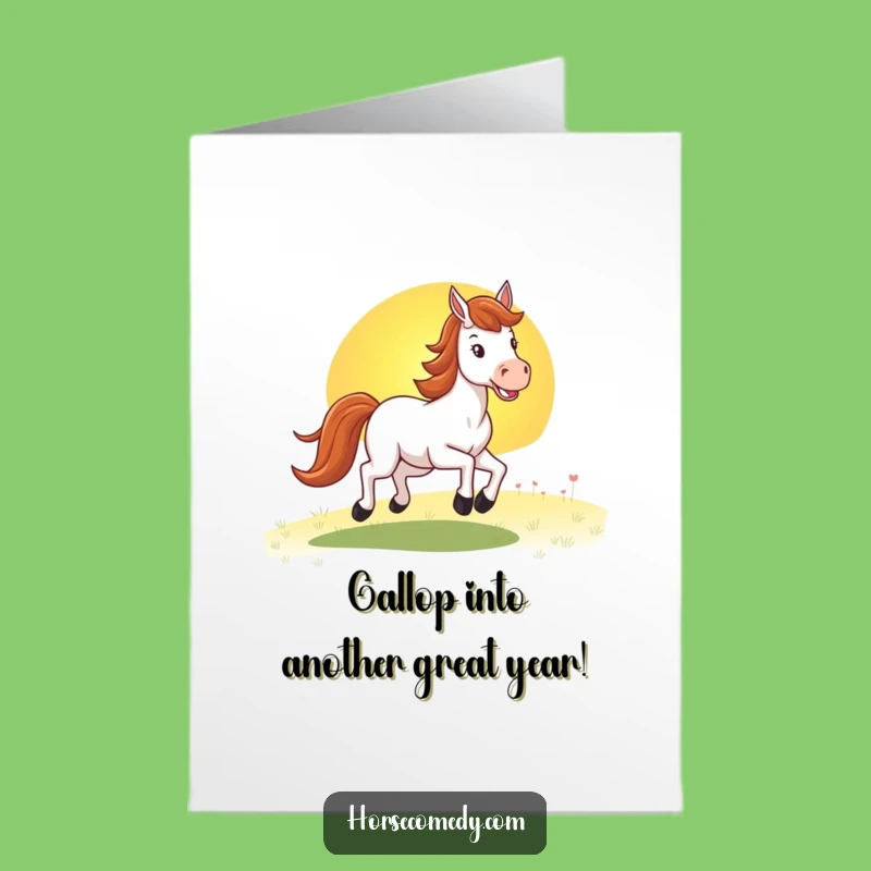 Free Printable Horse Sunset Birthday Card: Funny Galloping Horse Downloadable Gift!