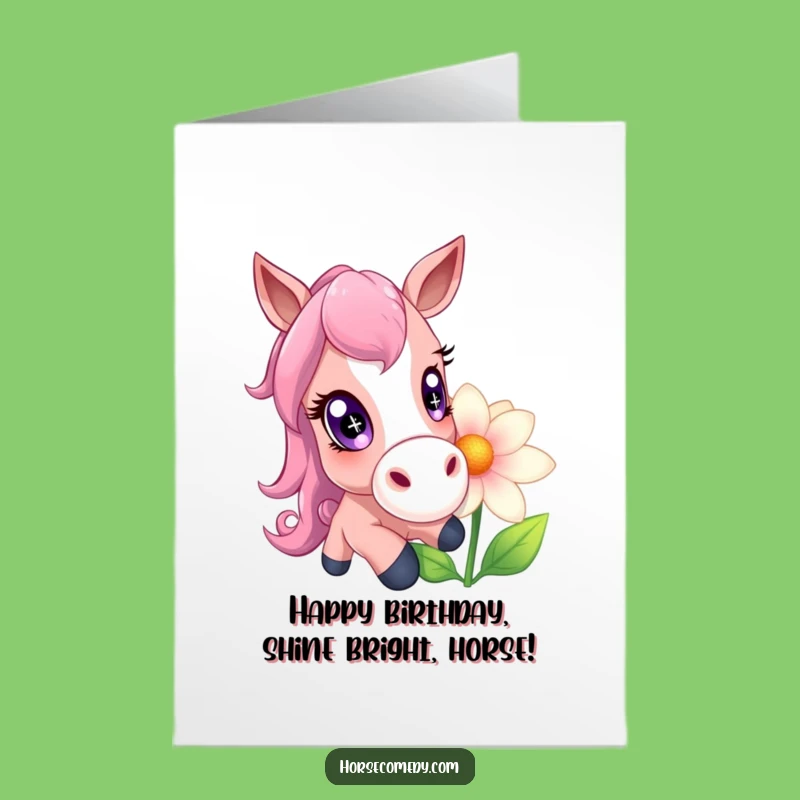 Free Printable Birthday Card: Sparkly Horse & Flower, Sweet Downloadable Gift!