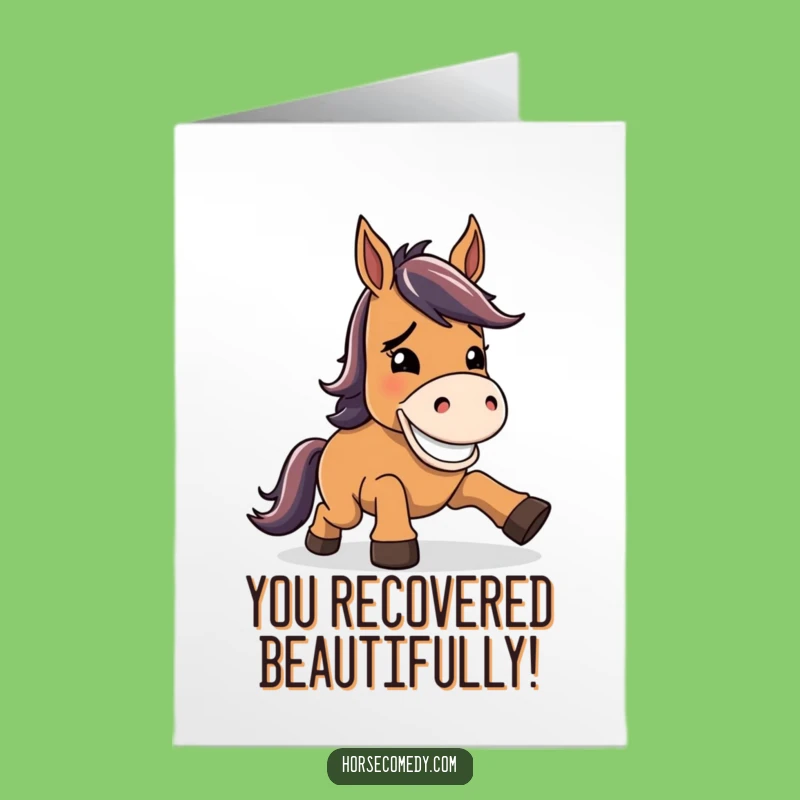 Free Printable Congrats Card: Goofy Horse Recovery, Downloadable & Playful Gift!