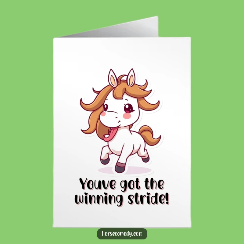 Free Printable Congrats Card: Happy Horse Galloping, Hilarious Downloadable Celebration Gift
