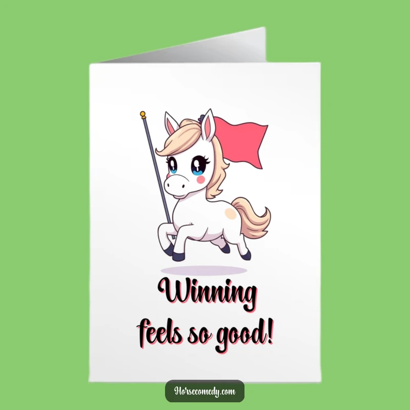 Free Printable Congrats Card: Horse Flag Gallop, Funny Achievement Gift