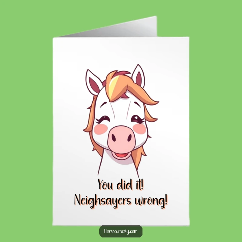 Free Printable Congrats Card: Humorous Horse Noisemaker, Perfect Downloadable Celebration Gift