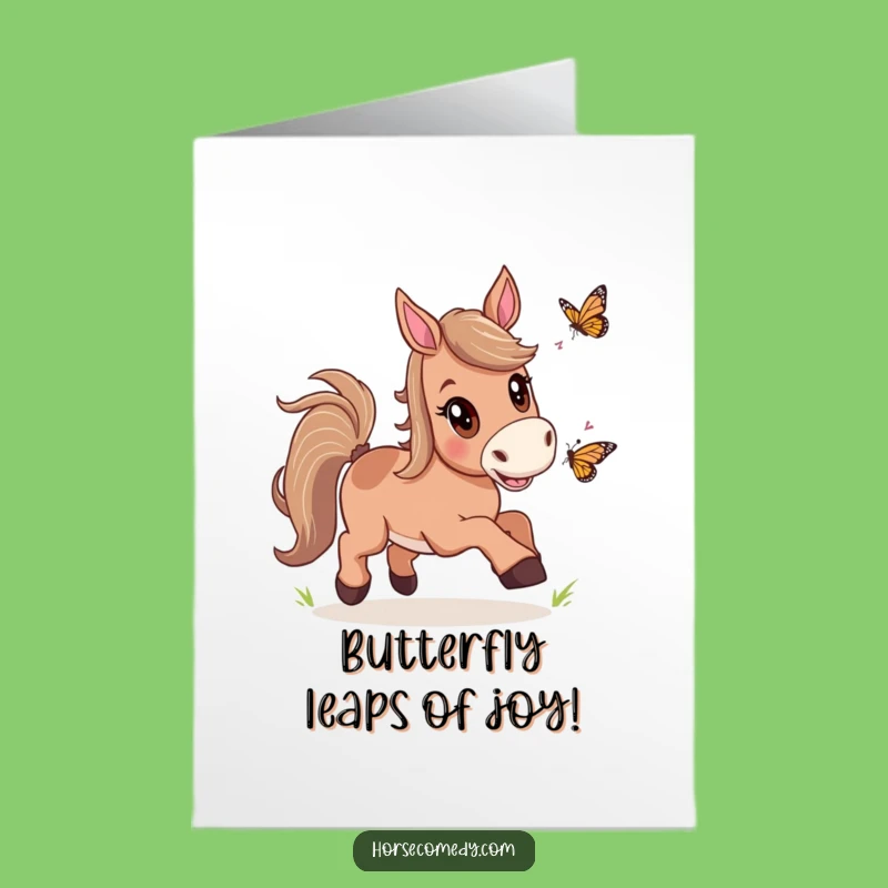Free Printable Horse Butterfly Chase Congrats Card - Funny Downloadable Gift