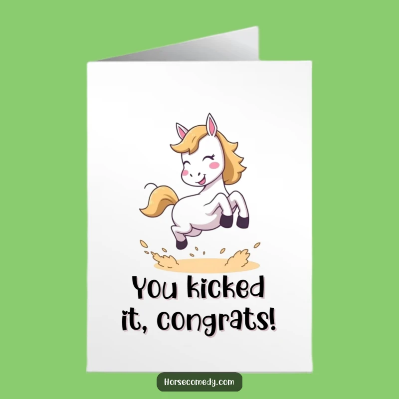 Free Printable Horse Congrats Card: Joyful Leap, Funny Achievement Downloadable Gift