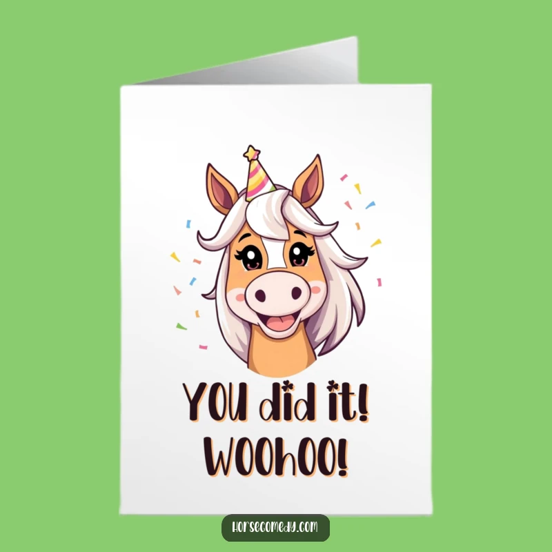 Free Printable Horse Congrats Card - Silly Grin Downloadable for Any Occasion